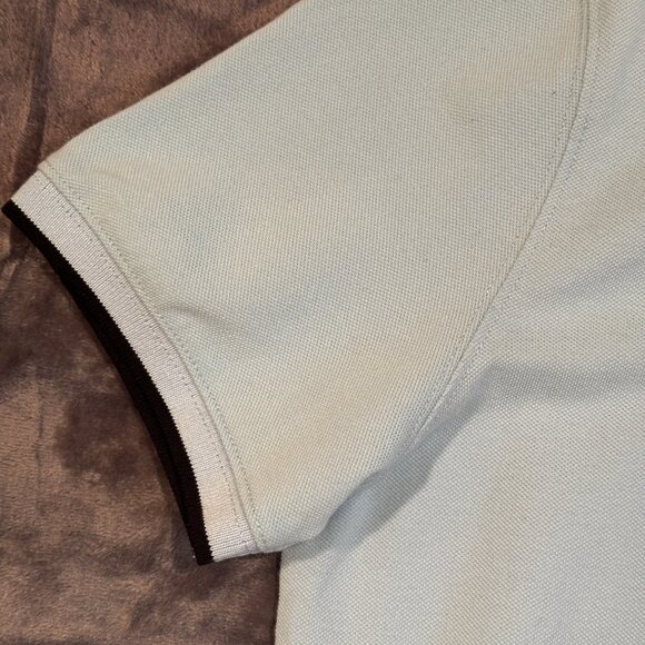 Gavin Bleu Mens Polo Shirt L Blue Short Sleeve Band Collar Button Placket Casual - Picture 6 of 11